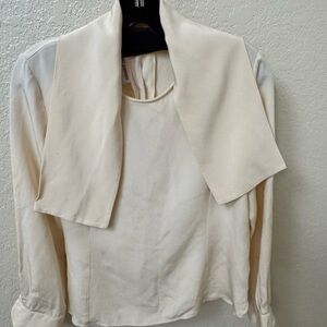 Luciano Barbera  Silk Elegant Cream Women's Blouse size 6 made in Italy VTG